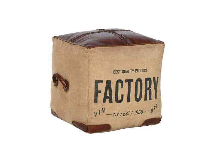 Banquette en cuir et polyester marron 46x40x40 cm