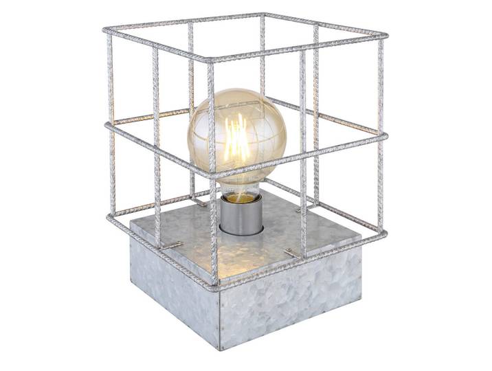 Globo Tischleuchte, Zinkfarben, Metall, 20x26.5x20 cm, Wippschalter, Lampen & Leuchten, Innenbeleuchtung, Tischlampen, Tischlampen