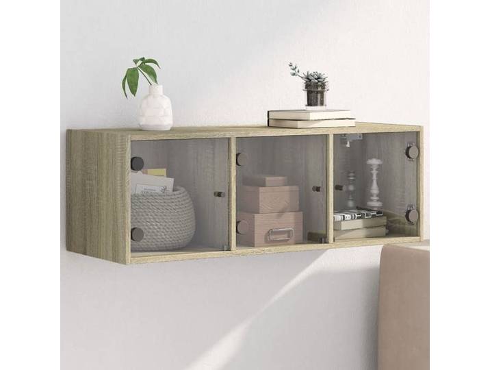 BEWI®Armoire murale pour cuisine - Armoire haute avec portes en verre chêne sonoma 102x37x35 cm FR2613945