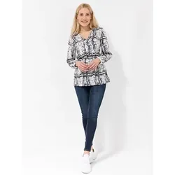 VIA MILANO Bluse, 1/1-Arm V-Ausschnitt Allover-Druck figurumspielend