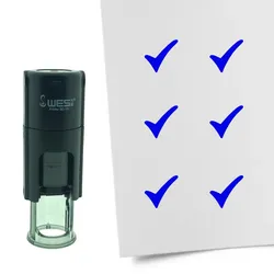 CombiCraft Selbstfärbender Stempel 'Häkchen' in der Farbe Blau, Ø10mm