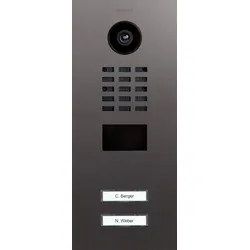 DoorBird D2102V IP Video Türsprechanlage Titan-Optik als PVD Beschichtung, Edelstahl, gebürstet