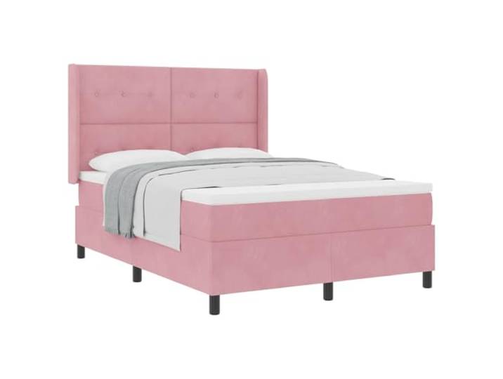 KKgypkn Boxspringbett Rosa Samt 140x190 cm mit Matratze und verstellbarem Kopfteil – Modernes Boxspringbett mit Taschenfederkern und Holzrahmen