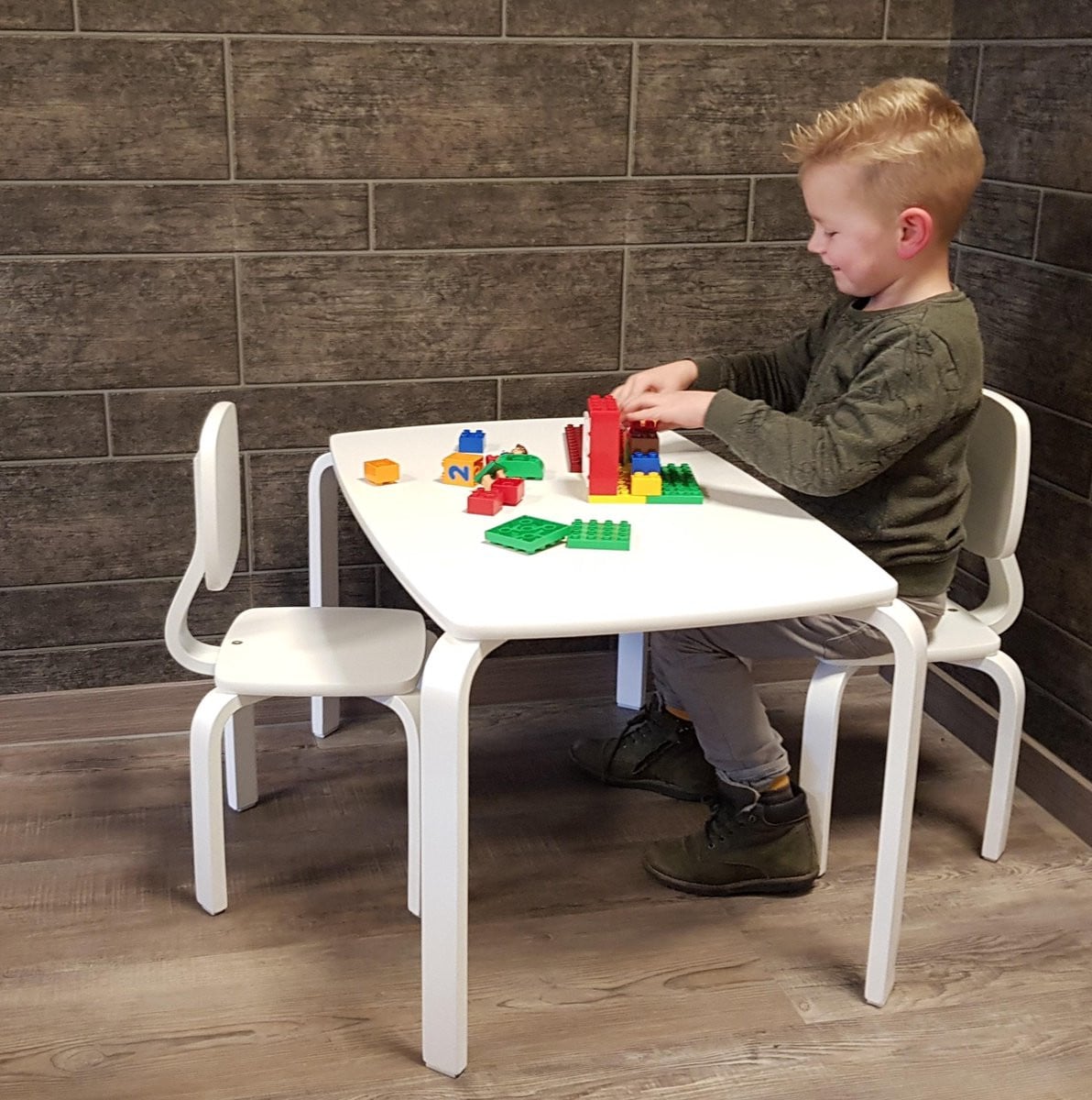 Playwood Kindertafelset met 2 kinderstoelen - Wit