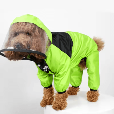 Inspire Picks Transparent Hooded Pet Raincoat Waterproof Jumpsuit For Dogs & Cats green xl