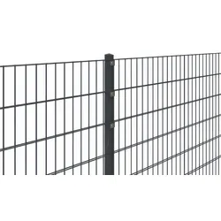 Doppelstabmattenzaun Simpaxx 200 cm x 100 cm - 6/5/6 - anthrazit (RAL 7016) - verzinkter Stahl - 2 m Breite Zaunmatten für Gartenzäune