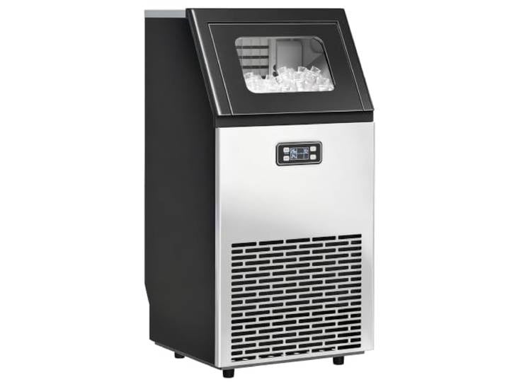 HOMCOM Kommerzielle Eiswürfelmaschine 45kg/24H mit LCD-Anzeige, Timer 11 kg Speicher, Selbstreinigung, Freistehende Edelstahl Eismaschine, Eiswürfelbereiter für Bar Café