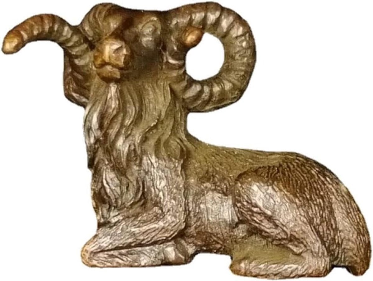 Messing Geitenbeeldje voor op je bureau - Dierenminiatuur decoratie - 55 x 40 mm