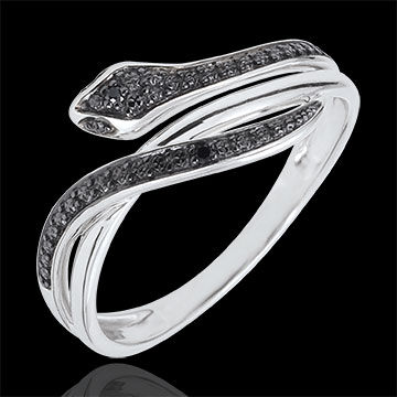 Edenly Ring Spaziergang der Sinne - Bezaubernde Schlange - WeiÃŸgold und schwar