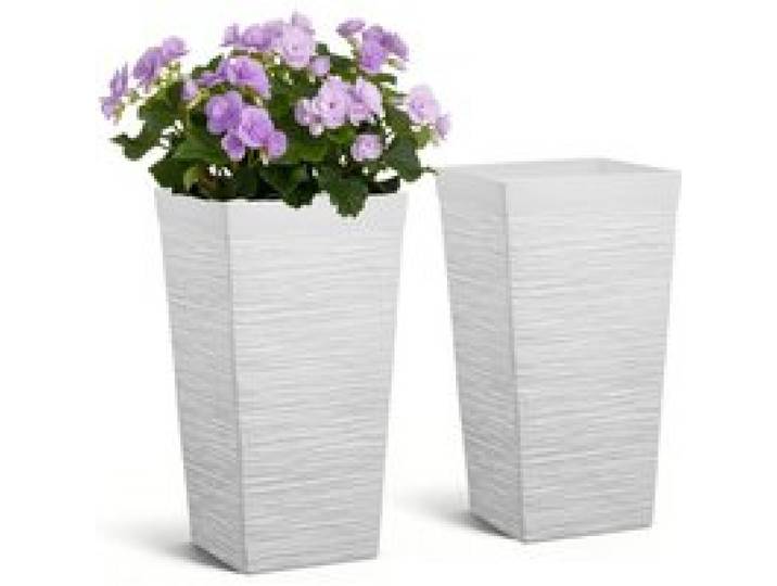 VEVOR Pflanztopf 300x300x580 mm 2er-Set, Blumentopf, Blumenkübel, PP-Pflanzgefäß, Planzkübel, Pflanzkasten mit Innentopf & Abflusslöchern, Geeignet für Zimmer- & Gartenpflanzen, Weiß