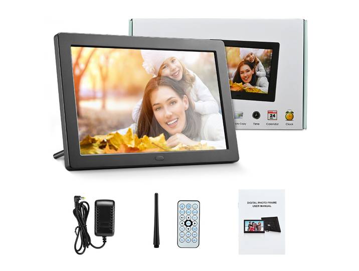 Cadre photo numérique 8'' avec télécommande, cadre photo numérique intelligent 32 Go avec écran tactile HD IPS 1280x800, montable au mur