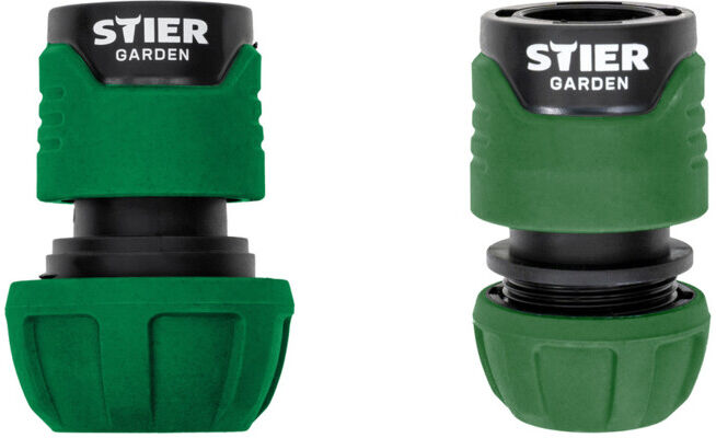 Set STIER Schlauchverbinder Wasserstop 16-19mm (5/8-3/4 Zoll) + Schlauchverbinder Wasserstop 13mm (1/2 Zoll)