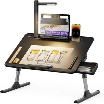 No Laptop Table with LED Desk Light