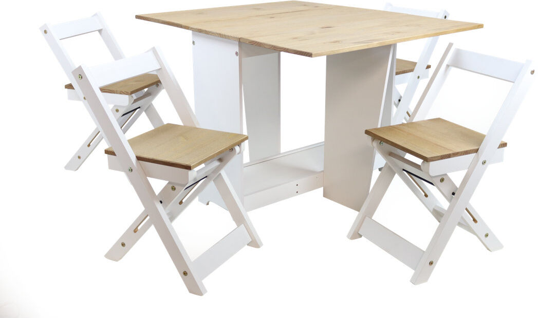 Mercers Furniture Corona Grey Wax Furniture 4 -Person Drop Leaf Dining Set White 4