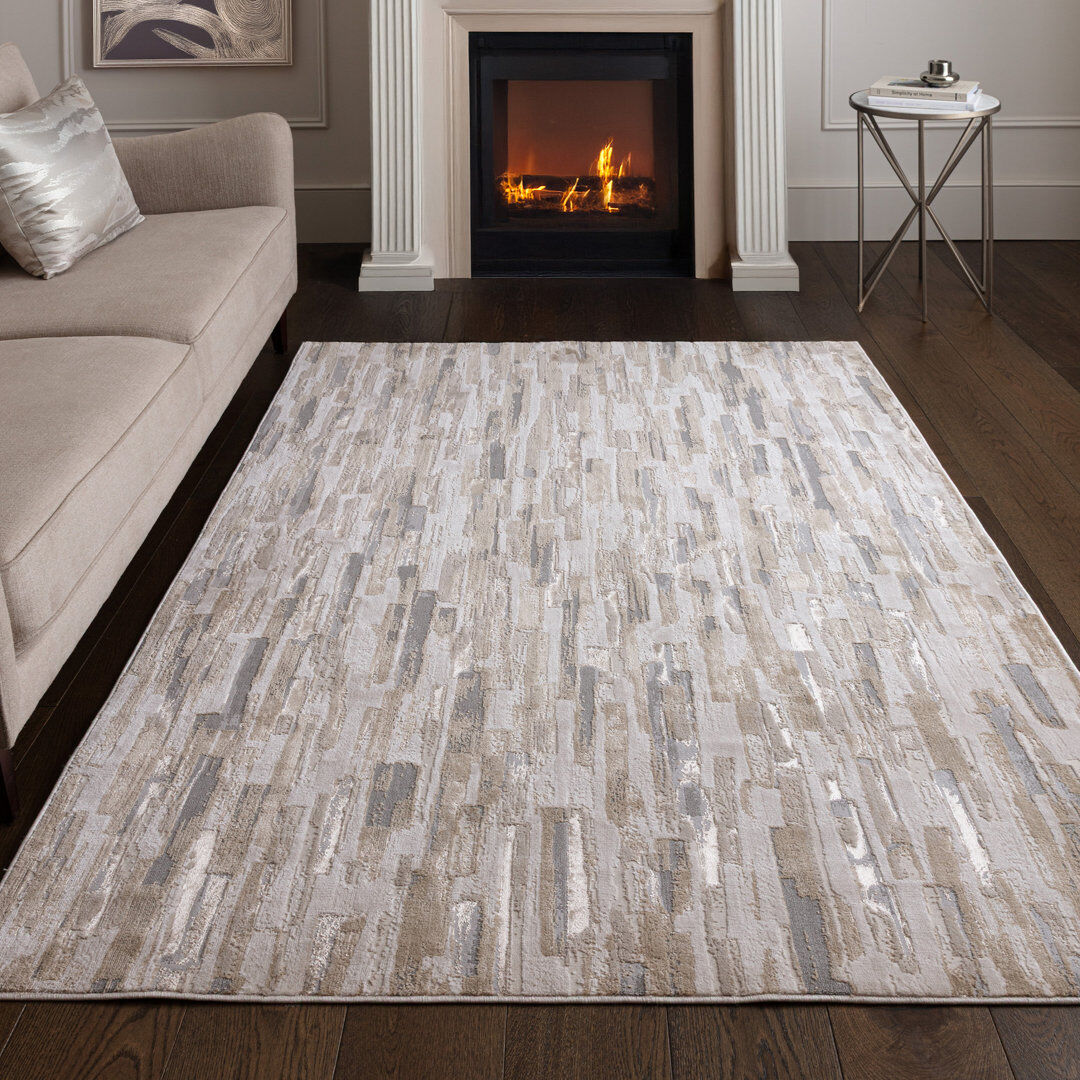 Borough Wharf Aurora AU25 Impression Beige Area Rug Beige Rectangle 200 x 290 cm