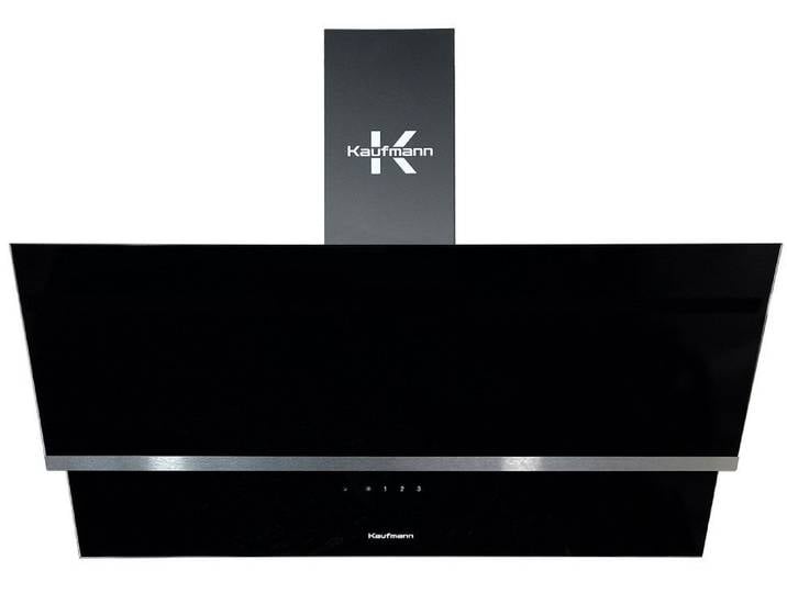 KAUFMANN Wandhaube LUNA 90 BL.,Dunstabzugshaube 90 cm 1000 m³/h, Schwarz, Kopffreihaube Dunsthaube 90 cm,Schwarzglas, Fernbedienung, Kopffreihaube 90cm