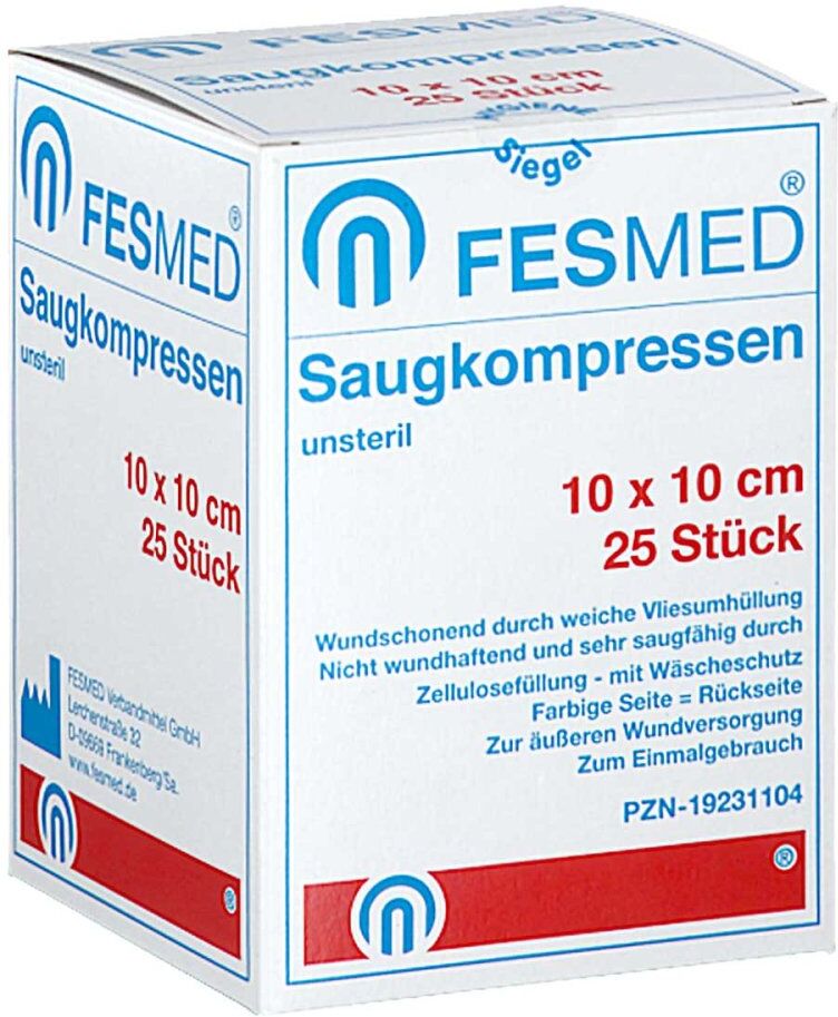 Saugkompressen Unsteril Fesmed 10x10 Cm