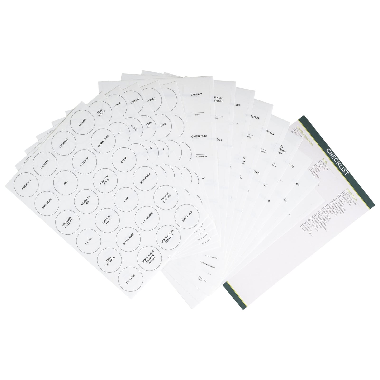 XIVADA Kruidenlabels Stickers voor Kruidenpotjes - Nederlands - Wit