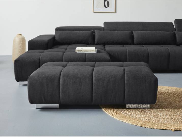 Hockerbank COTTA Orion , schwarz, B:134cm H:42cm T:70cm, 100% Polyester, Hocker, Hockerbank