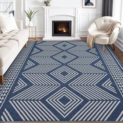Garvee Washable Linear Diamond Geometric Area Rug