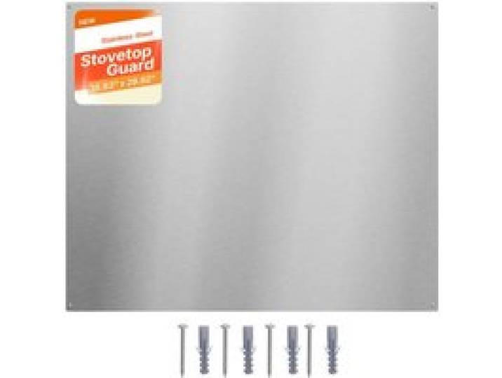 VEVOR Küchenrückwand 91 x 76 cm aus Edelstahl, Wandschutz für Herd und Dunstabzugshaube mit Vorgebohrten Löchern, Robuste Rückwand Spritzschutz für Küche, Kochen und Praktische Aufbewahrung, Silber