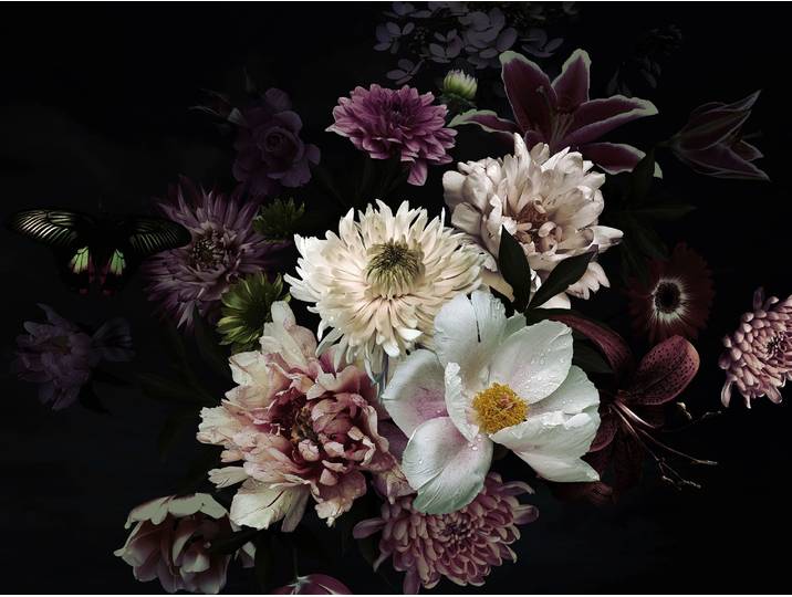 Papermoon BLUMEN ABSTRAKT-MUSTER DESIGN ROSEN BLUMEN DECOR RETRO