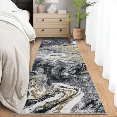 Garvee Modern Abstract Fluid Washable Area Rug