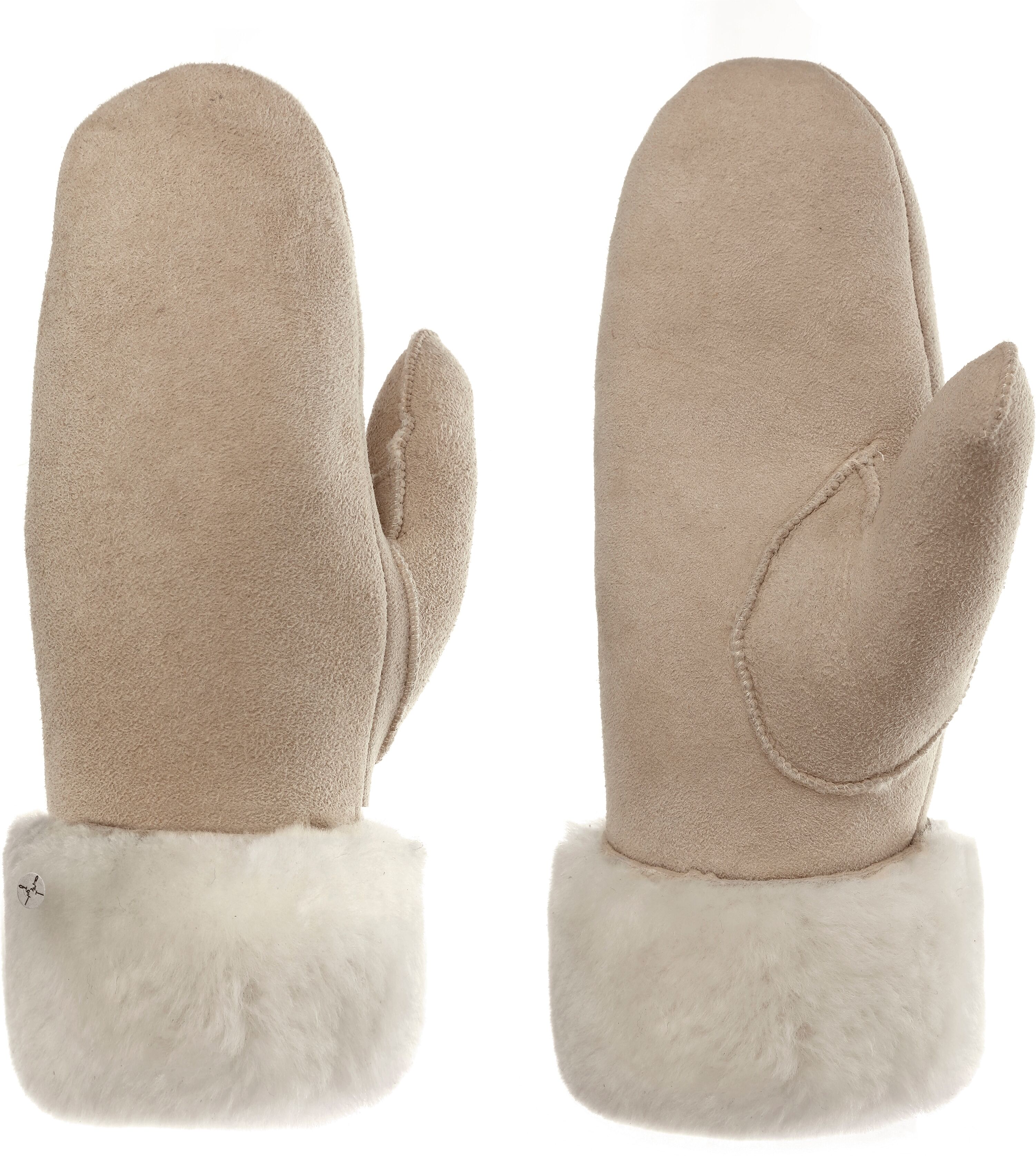 Lederhandschuhe PEARLWOOD "FIONA", Damen, Gr. 8, beige (sand), Schafsleder, unifarben, Handschuhe Lederhandschuhe, Velourleder, Fausthandschuh, warm gefüttert sand 8