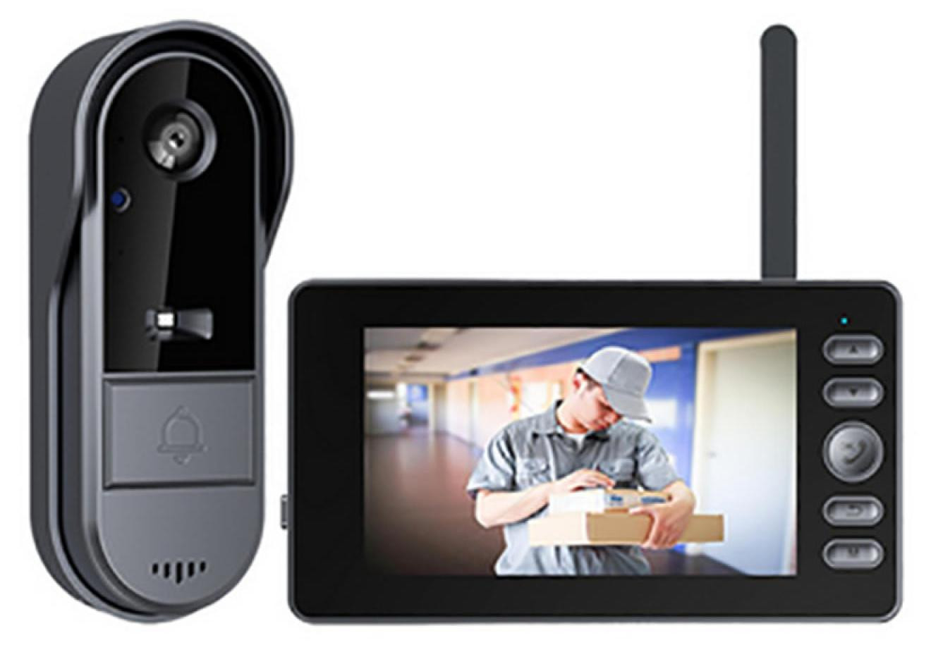 Zimilo Draadloze slimme videodeurbel met 4,3-inch HD-scherm, 120° groothoekcamera en tweewegs audio