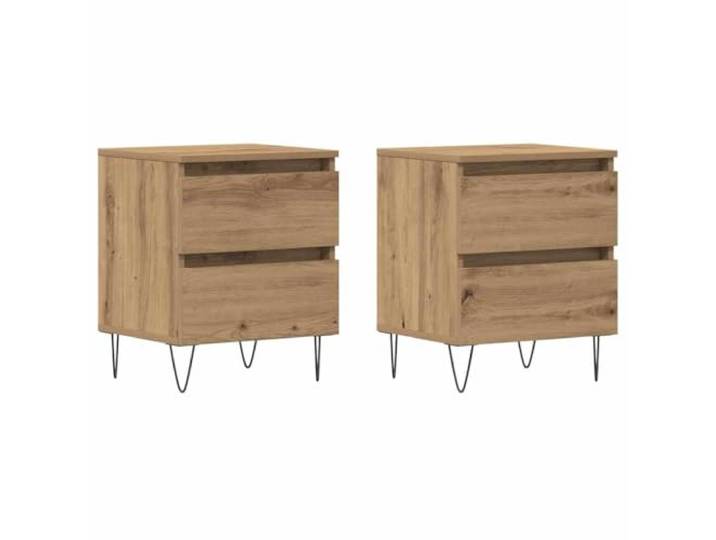 Heofavd Nachttisch 2er Set Eiche Handwerklich 40 x 35 x 50 cm