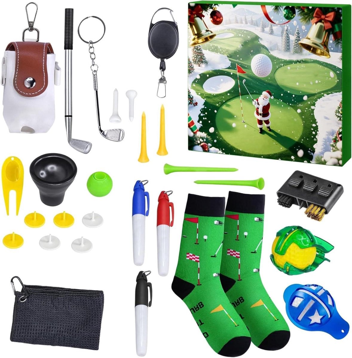 Adventskalender Golf - Feestelijke Doos voor 24 Dagen Countdown - Multicolor - B/D/H: 31 x 28 x 5.5 cm