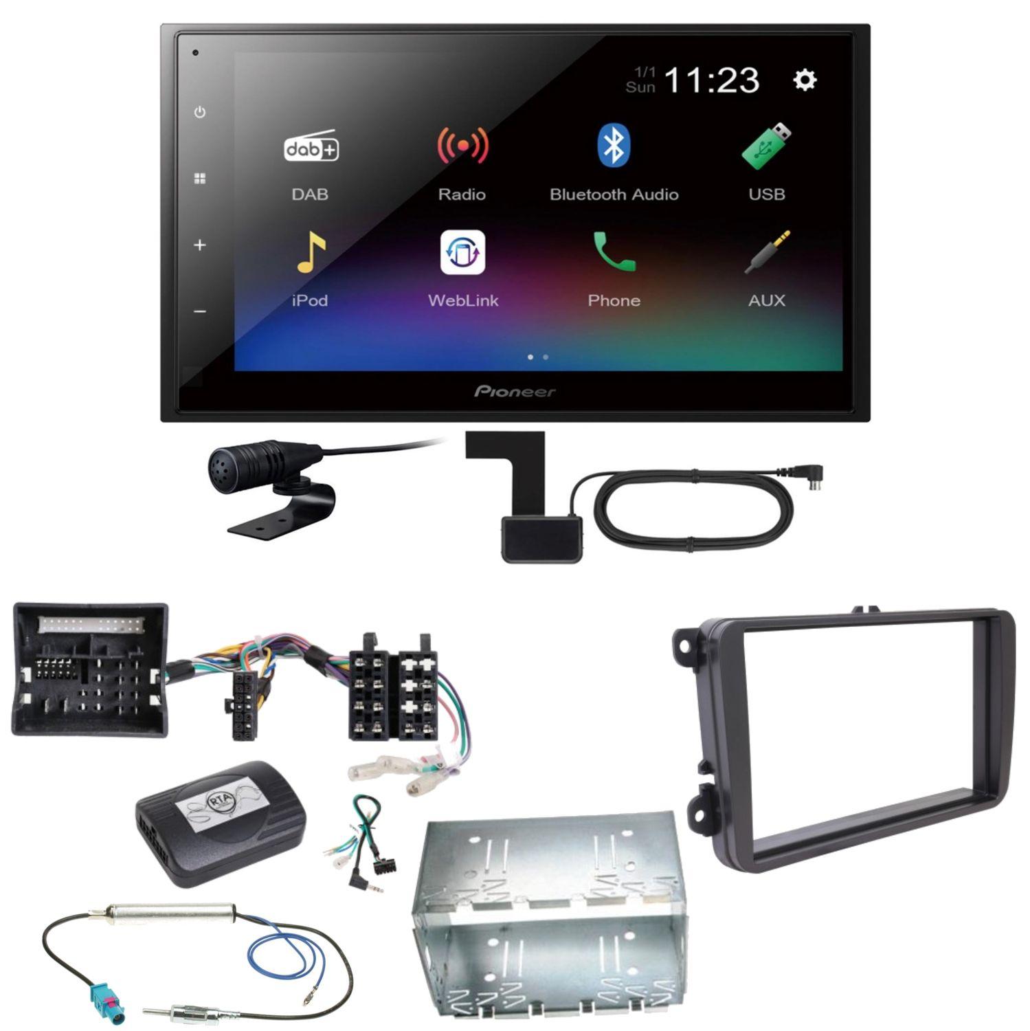 Pioneer DMH-A340DAB DAB+ Bluetooth Einbauset für Tiguan Amarok Caddy Jetta