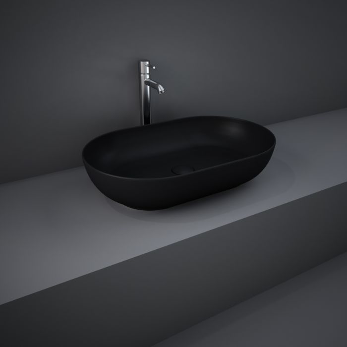 RAK Feeling Aufsatz-Waschbecken FEECT5500504A, oval, 55x35cm, schwarz matt