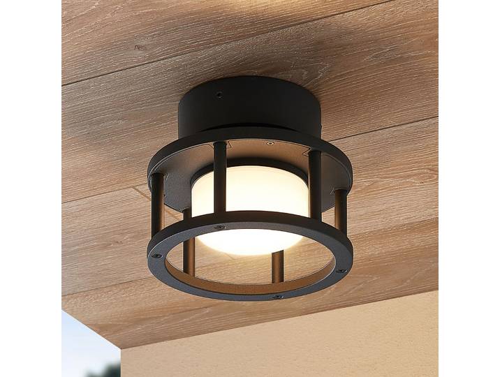 Berenike d’extérieur Plafonnier Dark Grey - Lucande - Balcon - Moderne - Aluminium - Rond