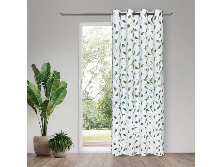 Vorhang GERSTER Abby Gr. 1, grün (grün, weiß), B:145cm H:245cm, Polyester, Gardinen, Vorhang, SB-Ösenschal Abby