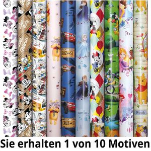 Zöwie Geschenkpapier Disney Everyday, 33003, verschiedene Motive, sortiert, 70cm x 2m