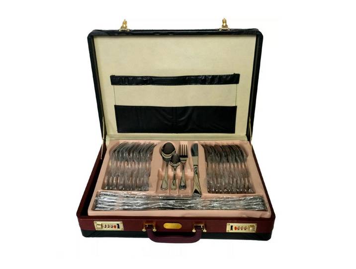 QLS Besteck-Set silber aus Edelstahl (72-tlg), 12 Personen, Essbesteck im Koffer Besteckgarnitur