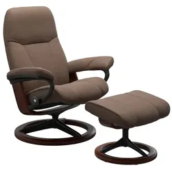 Stressless Sessel mit Hocker Consul Signature Leder Braun Batick Mole M (Medium)