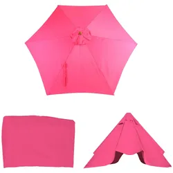 Ersatz-Bezug für Sonnenschirm Lissabon, Sonnenschirmbezug Ersatzbezug, Ø 3m Polyester 6 Streben ~ pink