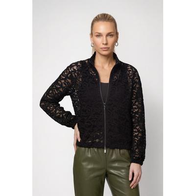 Strickjacke MONARI "Jacke Strickjacke Spitze", Damen, Gr. 44, schwarz, Spitze, Obermaterial: 65% Baumwolle, 35% Polyamid, unifarben, regular fit taillenbedeckt, Rundhals, Raglanärmel gerader Abschluss, Strickjacken Strickjacke, Regular fit mit...