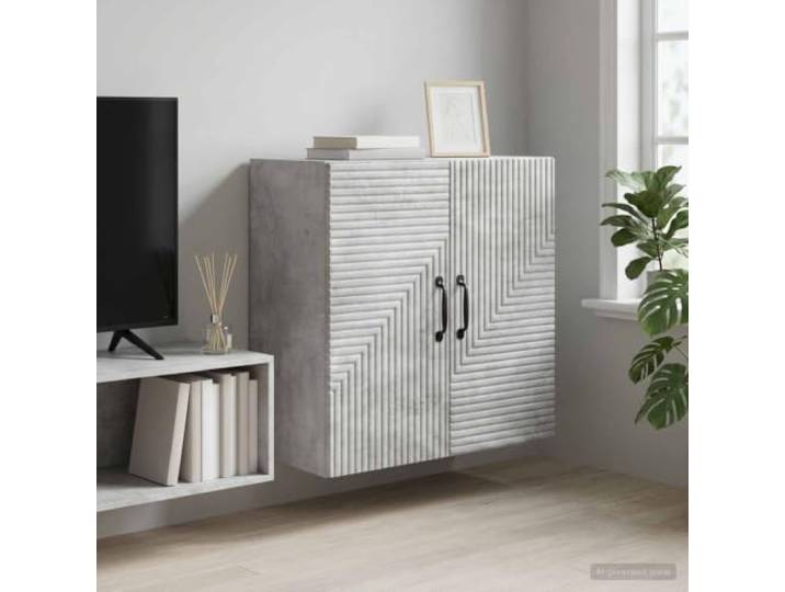 VIHHQGC Wandschrank Betongrau 59 x 31 x 60 cm Holzwerkstoff mit Regalen Wandmontage, Holzwerkstoff, Vintage-Stil, pflegeleichte Oberfläche, platzsparend