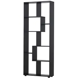HOMCOM Bücherregal hohes Standregal 8 Fächer Raumteiler Wohnzimmer 70 x 24 x 178 cm Schwarz