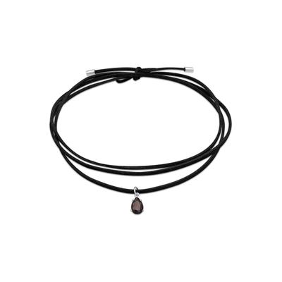 Choker ELLI "Halskette Kunstleder Choker Zirkonia Tropfen Anhänger 925 Silber" Gr. 36, schwarz, Halsketten, Damen, 36,mit Steinen, Silber 925 (Sterlingsilber)