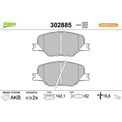 VALEO Bremsbelagsatz, Scheibenbremse 302885 Vorderachse für Vaughall