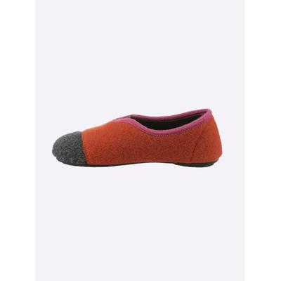 Hausschuh, Damen, Gr. 41, orange, Textil, Schuhe Hausschuh