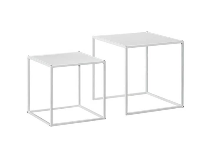 Lot de 2 tables basses carrées – Structure en acier – Blanches