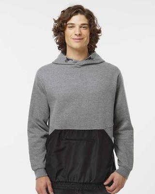 MV Sport 23112 Mixed Media Hooded Sweatshirt in Graphite Grey size Small   Cotton/Polyester Blend