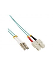 InLine Patch-Kabel LC Multi-Mode M bis SC multi-mode M 0.5 m Glasfaser 50/125 Mikrometer OM3 halogenfrei Türkis (88644O)