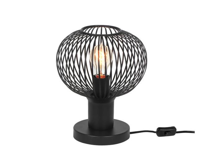 Trio Leuchten Tischleuchte, Schwarz, Metall, 28 cm, Schnurschalter, Lampen & Leuchten, Innenbeleuchtung, Tischlampen, Tischlampen