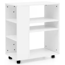 Regal `Brenta`: Elegantes Multifunktionsmöbel, Rollen, Viel Stauraum, Modernes Design. Weiß, 60x35x75 cm | Kadima Design